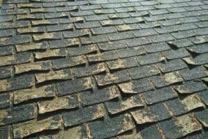 Curled and worn shingles